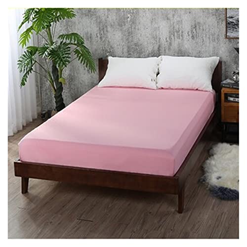 DSMYYXGS Hoja Suave y Ajustada con Banda elástica Cubierta de lecho sólido-Arruga, Fundido, Manchas y Hojas Resistentes a la abrasión (Color : Pink, Size : 160x200x25cm)
