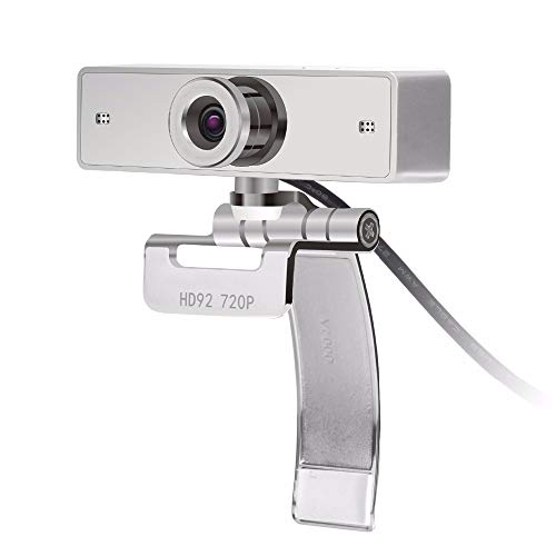 Webcam 720P, GUCEE HD92 Web-Kamera für Skype mit integrierten HD-Mikrofon 1280 x 720p USB Plug N Play Web Cam, mit großen Bildschirm Video Silber