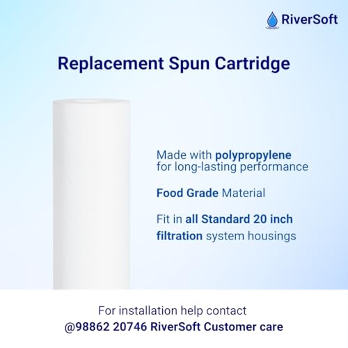 Image of RiverSoft Spun Cartridge SPC-20, removes impurities Above 1 Micron (20 inch, 1 Micron, Pack of 1)