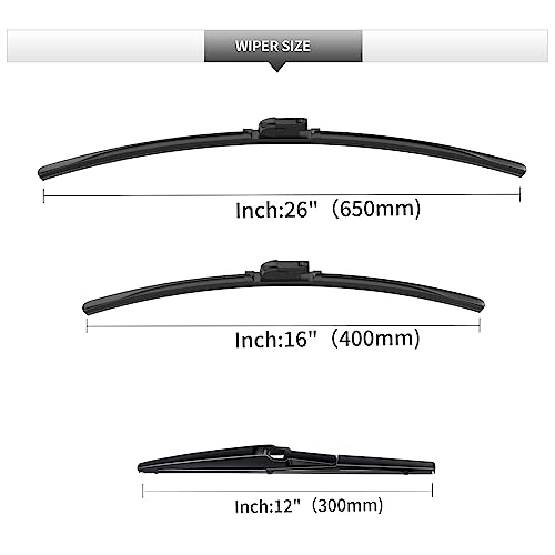 GARDIMU Front and Rear Windshield Wiper Blades, 3 Pcs Front and Back Windshield Wipers Blades Replacement for Lexus NX 2015-2021, Car Window Wiper Blades for NX200t 250 300 300h 450 450h 2015-2021. by GARDIMU - Image 3