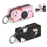 2pcs Dispensador Bolsas Caca Perro Porta Bolsos para Excrementos de Perros Porta Bolsas de Excrementos de Tela Suave con Mosquetón Perro Accesorios para Pasear Correr Senderismo(Patas-rosa&azul)
