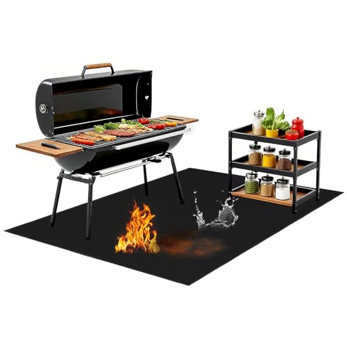 LETITIN 70x48 Inch Under Grill Mat - Double-Sided Fireproof & Oil-Proof BBQ Mat for Blackstone, Patio, Wood Deck, Lawn - Heavy Duty Outdoor Grill Pad