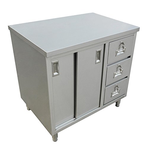 Worktable with Sliding Doors by Omcan – Stainless Steel, Model 44189