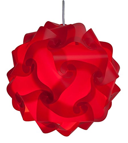 Busspa Living IQ Ceiling Lamp Shade Red - Modern Pendant Jigsaw Lighting Size : M - Flatpack 25 cm Diameters After Assemble