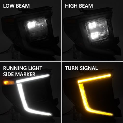FIONE [FULL LED Headlight Assembly Compatible with GMC Sierra 2022 2023 2024 Front Light black Trim Right Passenger Side RH 85543193 by FIONE - Image 3