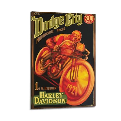 Toile moto Harley-Davidson Dodge City pour habiller un mur vide de chambre à coucher