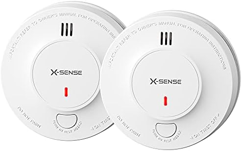 X-Sense Smoke Alarm, 10-Year Battery Fire Alarm Smoke Detector with LED Indicator & Silence Button, Conforms to EN14604 Standard, SD2J0AX, 2-Pack