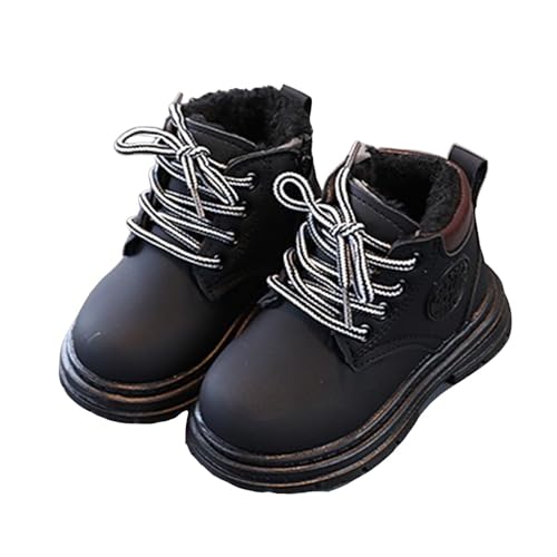 IWIHMIV Girls Boots Boys Lace Up Side Zipper Ankle Boots Outdoor Comfortable Non Slip Winter Ankle Booties for Toddler2