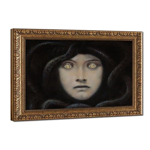 Tête de Méduse Franz Von Stuck impression sur toile décoration murale cadre 30 cm