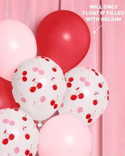 Image of xo, Fetti Red + Pink Cherry Balloons - 24 pk, 12 inch | Ma Cherie Baby Shower, Cherry on Top Bachelorette Decorations, Birthday Decor, Picnic Tablescape