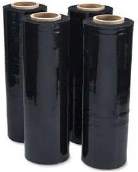 Generic Black Hand Palette Stretch Wrap | 4 Rolls - 18 inch x 1500 Feet Stretch - 80 Gauge - Heavy Duty Shrink Film | Extra Strong | 1 Carton-Pack of 4 Rolls