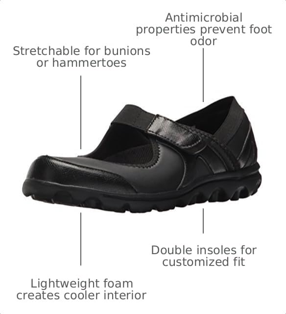 Propét womens Onalee Mary Jane Flat, All Black Smooth, 12 US - image 3
