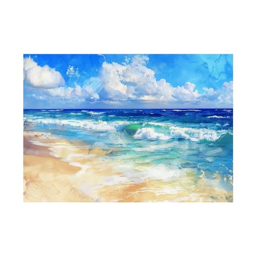 Peinture de paysage de plage sur toile premium WODJEM 70x100cm