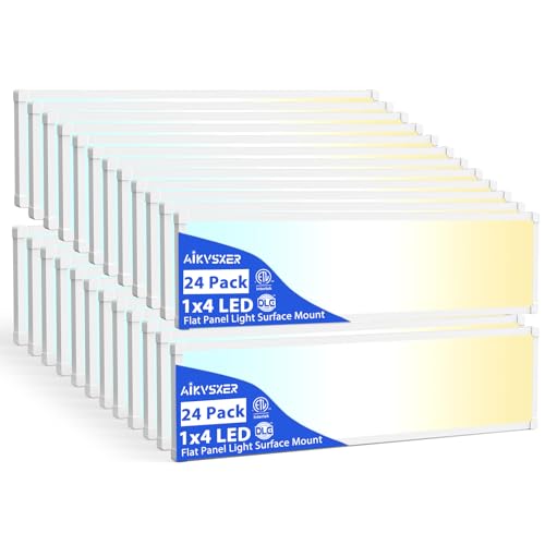 Image of AIKVSXER 24Pack 1x4 LED Flat Panel Light, 6500LM Ultra-Bright, 30-50W White