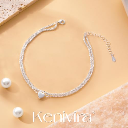 Image of Kenivira Sterling Silver Ankle Bracelets for Women,Gold Dainty Layered Waterproof Anklet for Women, Anklet Set Stackable Beach Gift Adjustable Size