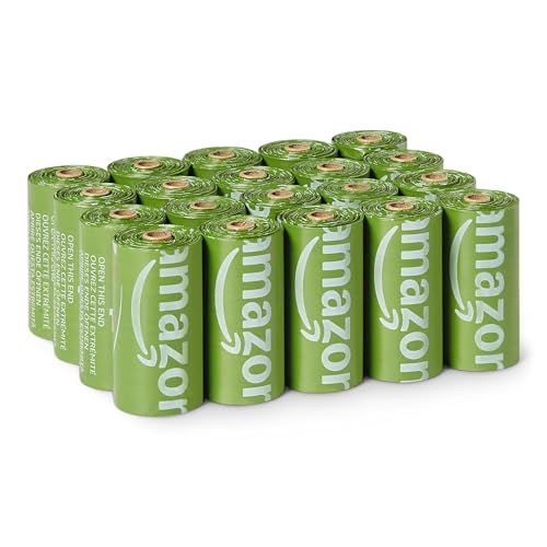 Amazon Basics Sacchetti per Escrementi e Rifiuti di Cani in Materiale Riciclato Senza Dispenser, Inodori, 300 Sacchetti (20 Confezioni da 15 Sacchetti)