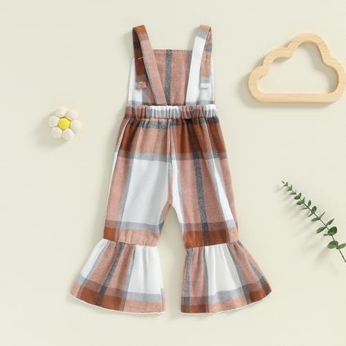 ZAXARRA Toddler Baby Girl Clothes Baby Girl Jumpsuit Flannel Plaid Baby Overalls Straps Bell-Bottom Fall Winter Outfits4