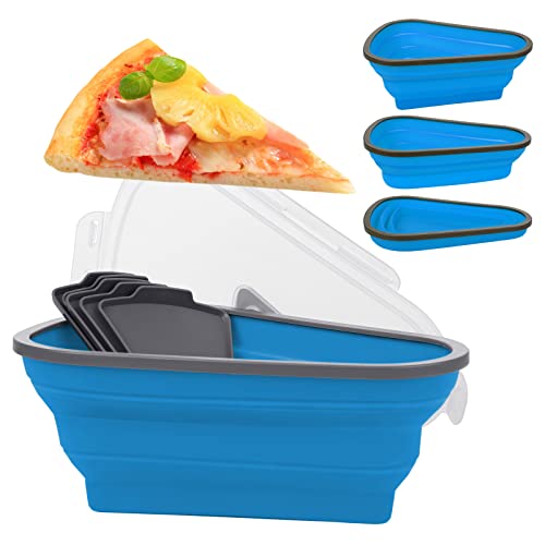 DCQRY Contenedor de almacenamiento plegable para pizza con tapas, contenedor de almacenamiento de pizza de silicona extensible ajustable con 5 bandejas de servir, sin BPA, apto para microondas Cover