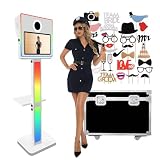 Aookely DSLR Photobooth Machine with Flight Case, 15.6" HD Touch Screen All-in-one Photo Booth, Instant Printing or Sharing for Wedding Party (White Photo Booth, Without Camera and Printer)