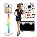 Aookely DSLR Photobooth Machine with Flight Case, 15.6" HD Touch Screen All-in-one Photo Booth, Instant Printing or Sharing for Wedding Party (White Photo Booth, Without Camera and Printer)