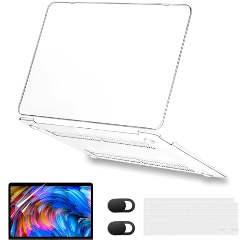 Compatible with MacBook Air 13 inch Case (Models: A1369/A1466 Older Version 2010-2017 Release) Plastic Hard Case+Keyboard Cover+Screen Protector+Webcam Cover Crystal Clear