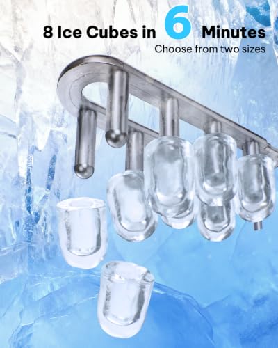 Image of Silonn Ice Maker Countertop, 8 Ice Cubes in 6 Mins, 26.5 lbs /24H, 2 Bullet Ice Sizes, Self-Cleaning Bullet Ice Maker, Portable Ice Machine for Kitchen, Party, Office, and RV Camping