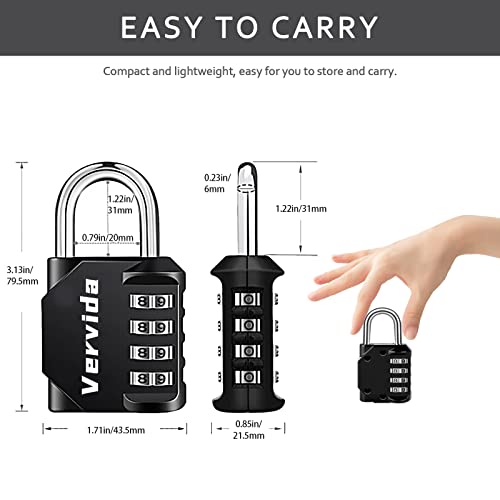 Vervida Combination Lock Resettable, 2 Pack 4 Digit Outdoor Waterproof Combo Padlock For School Gym Locker, Sports Locker, Fence, Toolbox, Gate, Hasp Storage (Black) #TOP2
