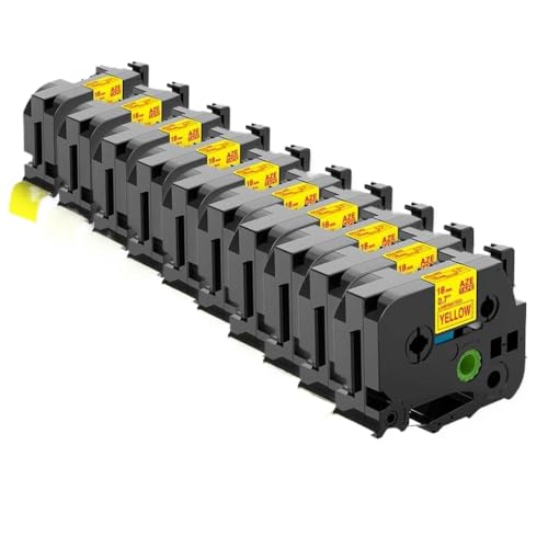 F̃xe[v18mm x 8m~l[gv^[piPTE550W PTD600 PTP710BT̃v^[piƌ݊(10pk Red on Yellow)