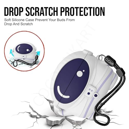 Image of Soft Silicone Case Cover Compatible for OnePlus Buds 4 (Astronaut, Lanyard)