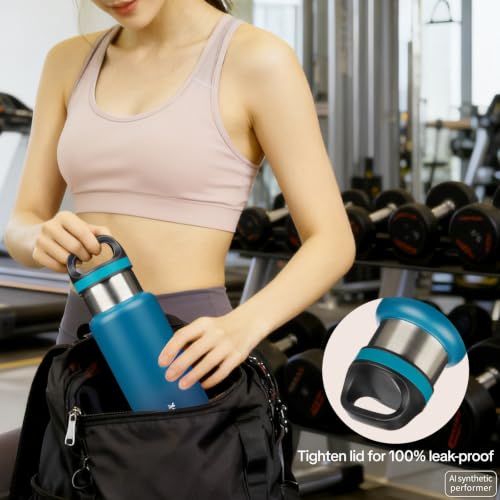 Image of BJPKPK Insulated Water Bottle 18OZ Stainless Steel Water Bottle with Handle Double Walls Vacuum Insulated BPA Free Flask, Indigo Black