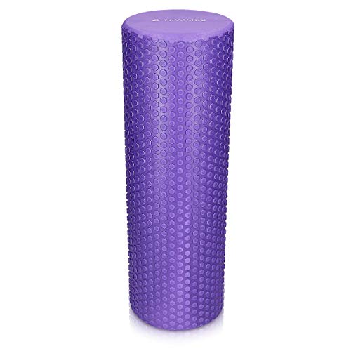 Navaris Pilates Rolle Faszienrolle 45 cm kurz - Pilatesrolle Faszien Yoga Roller - Schaumstoffrolle für Rücken Fitness - Massagerolle in Violett