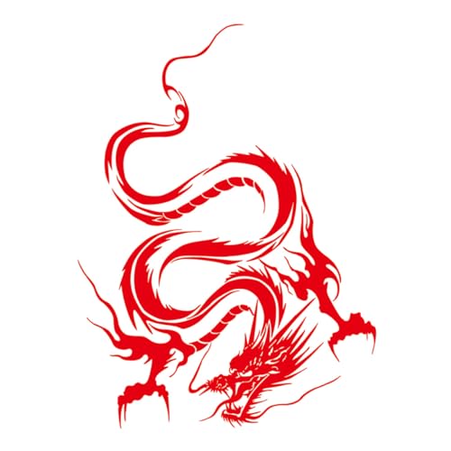 NUOBESTY Pegatina para Automóvil de PVC Diseño Dragón Chino Rojo, Autoadhesiva para Capó de Coche, Decorativa y Removible, Adecuado para Personalizar Vehículos en Cualquier Temporada