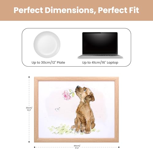The Leonardo Collection Knietablett im Papierschuppen-Design, Hund mit Rose, mit Sitzsack zum Servieren von Gerichten, schöne Knietabletts zum Essen auf dem Schoß zum Abendessen oder zum Atmen | neu