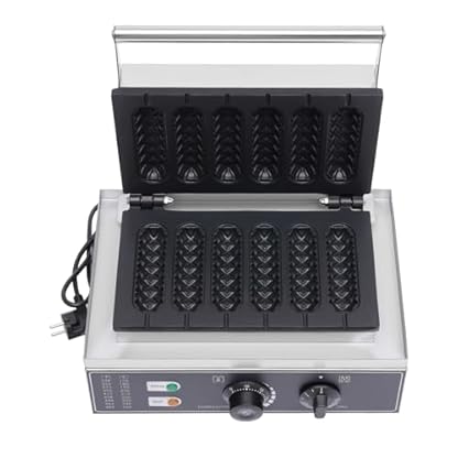 1500W Kommerzielle Hot-Dog-Waffelmaschine 6 Stück, Elektrischer Waffeleisen mit Antihaftbeschichtung 50-300 ℃ Einstellbare Temperatur und Zeit – Bild 7
