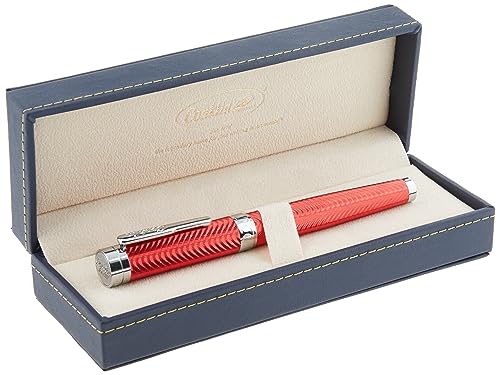 Bolígrafo de punta redonda Conklin Herringbone Signature rojo con detalles de lujo 4