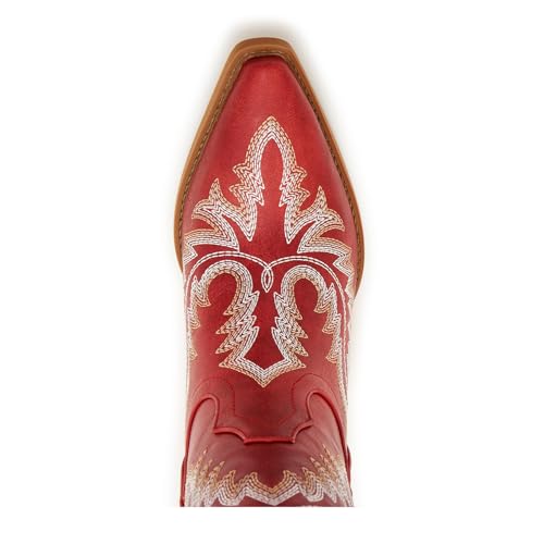 Image of Cowboy Boots for Women - Embroidered Western Cowgirl Boots with Fashion Snip Toe, 1.75-Inch Low Block Heel and All-Day Comfort Fit