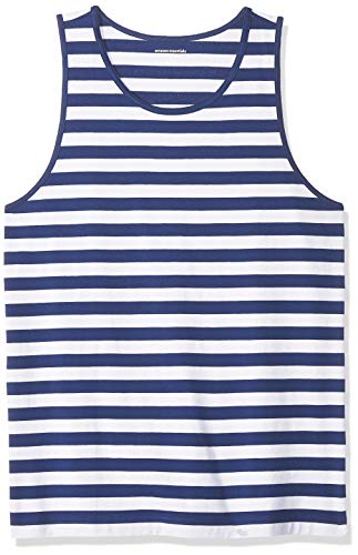 Amazon Essentials Men's Regular-fit Tank Top, Blue/White, Small