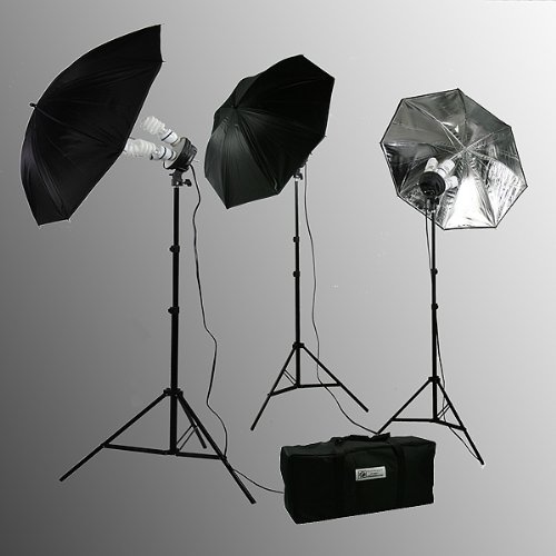ePhoto 1800-Watt Photography Video 3 Point Lighting Photo Umbrella Light Kit Video Studio Portrait Photo Lighting Set VL9003K