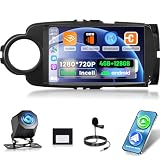 NHOPEEW Autoradio Android 4+128 GB per Toyota Yaris 2012-2017 con supporto CarPlay e Android Auto, WiFi, GPS, comandi al volante + telecamera di retromarcia,Canbus