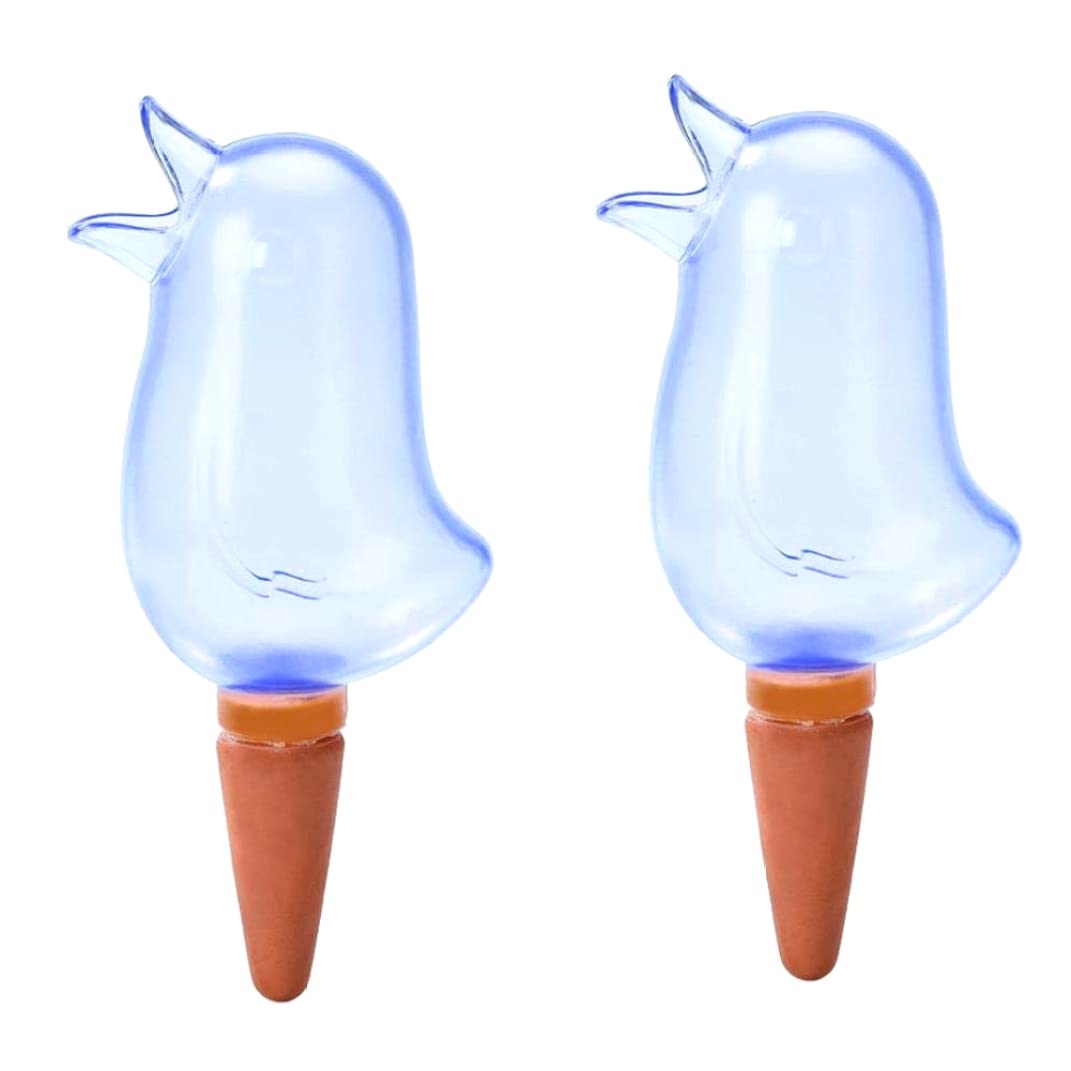 Peosaard Plant Waterer Self Watering Globes Bird Shape Clear Glass Automatic Plant Waterer 2pcs Blue Self Watering Globes