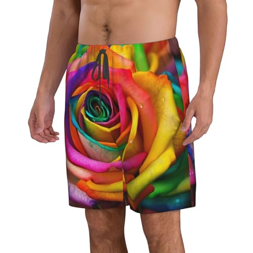 Colorful Rose Men's Swim Trunks Quick Dry Board Shorts with Pockets Casual Drawstring Beach Shorts2