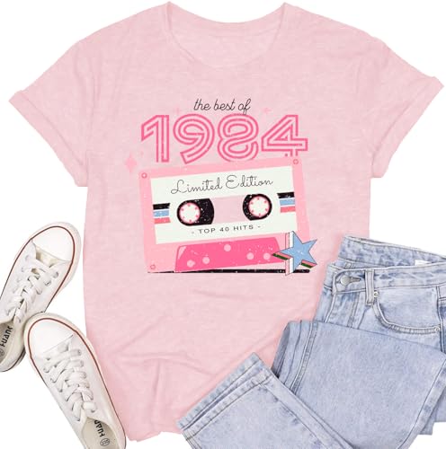 T-shirt vintage 1984 pour femme vêtement col rond classique taille standard