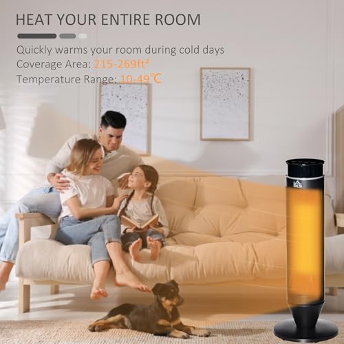 HOMCOM 21 Inch Space Heater, 1000W/2000W Ceramic Electric Heater and Fan, Overheating & Tip-Over Protection, 8H Timer, 42° Oscillation, Portable Heater for Home - Cosy Home Interiors HOMCOM 21 Inch Space Heater, 1000W/2000W Ceramic Electric Heater and Fan, Overheating & Tip-Over Protection, 8H Timer, 42° Oscillation, Portable Heater for Home - Image 3