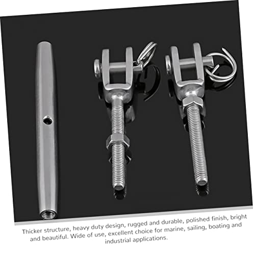 Veemoon 2 piezas Turnbuckle resistente de acero inoxidable con quijada para cables, uso en navegación miniatura 4