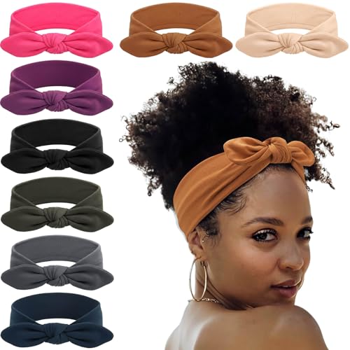 Image of DRESHOW 8 Pack Headbands for Women Yoga Knotted Headbands Elastic Criss Cross Hair Accessories Sports Head Wrap Non Slip
