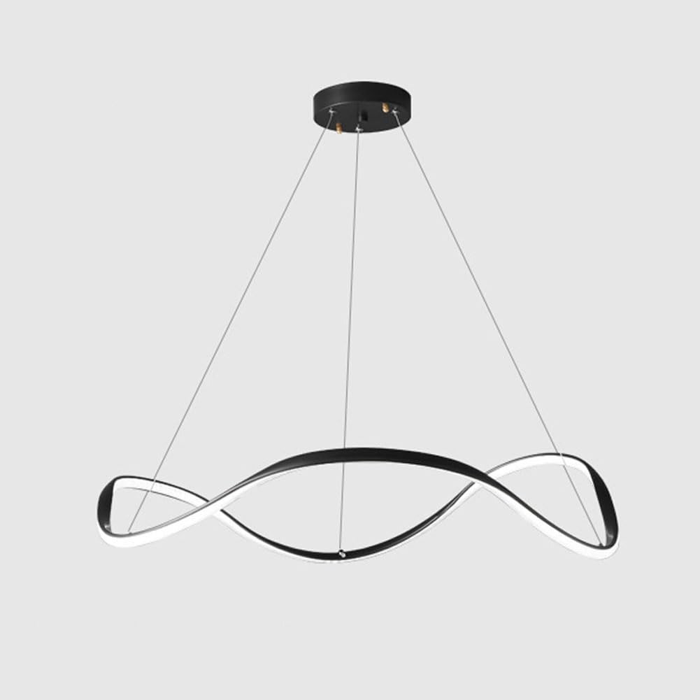 KXEcoLife LED Scandinavian high end full spectrum minimalist chandelier, modern brass circle for living room bedroom dining light,Black,80cm