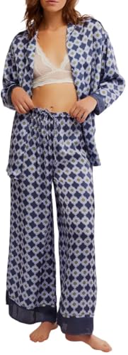 Image of LILTWIST Silk Satin Pajamas Set for Women 2 Piece Floral Pjs Wide Leg Lounge Pants Set Long Sleeve Button down Pj Shirts Set