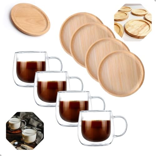 Conjunto de 4 Xícaras de Vidro Borossilicato com Parede Dupla, 80...