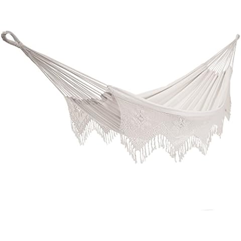 Vivere Double Deluxe Cotton Hammock with Fringe Cover
