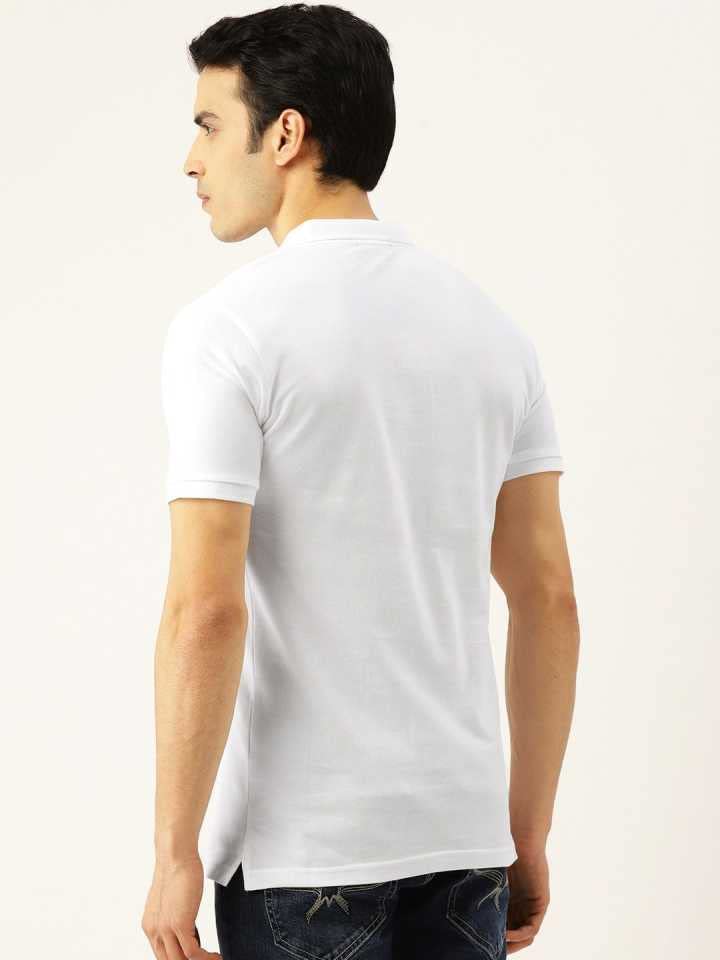 Image of Men's Poly Cotton-Matty Tshirt with Regular Fit Solid Pattern Half Sleeve Standard Length and Button Down Closure|Men's T-Shirts